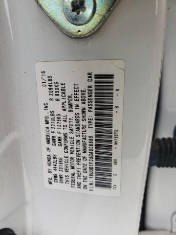 19UUB1F35GA006689 - 2016 ACURA TLX WHITE photo 12