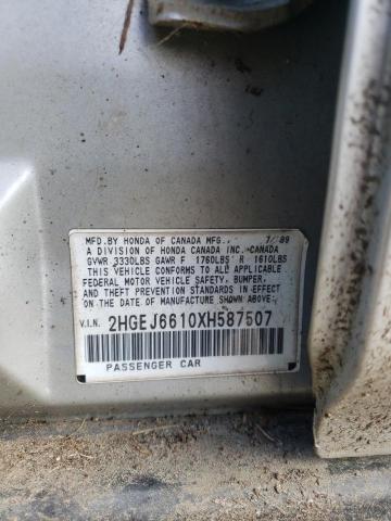 2HGEJ6610XH587507 - 1999 HONDA CIVIC BASE Gümüş foto 10