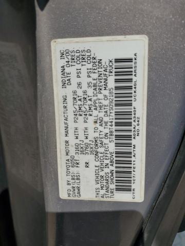 5TBBT4417YS092185 - 2000 TOYOTA TUNDRA ACCESS CAB 米色 照片 12