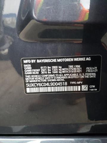 5UXCY6C04L9D04518 - 2020 BMW X6 XDRIVE40I CHARCOAL photo 14