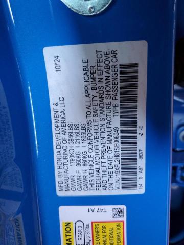19XFL2H81SE006049 - 2025 HONDA CIVIC SPORT BLUE photo 12