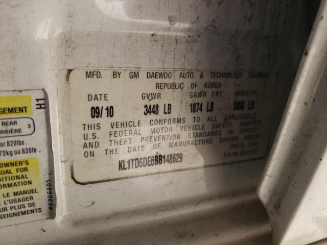 KL1TD6DE6BB148629 - 2011 CHEVROLET AVEO LS 白色 照片 12