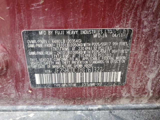 JF2SHCDC7BG761322 - 2011 SUBARU FORESTER 2.5X PREMIUM RED photo 13