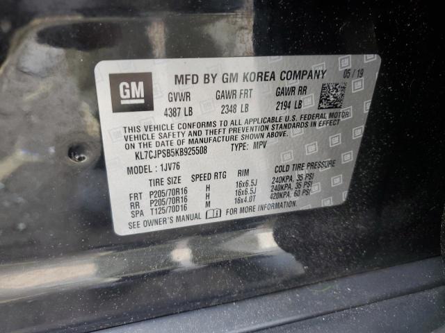 KL7CJPSB5KB925508 - 2019 CHEVROLET TRAX 1LT Noir photo 13