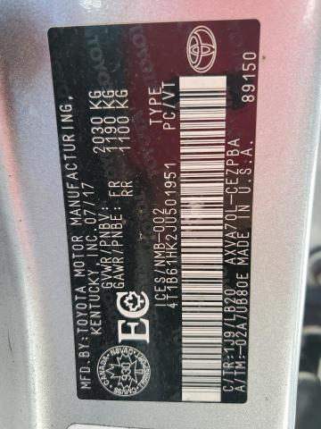 4T1B61HK2JU501951 - 2018 TOYOTA CAMRY XSE SILVER photo 13