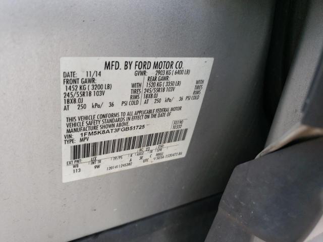 1FM5K8AT3FGB51725 - 2015 FORD EXPLORER POLICE INTERCEPTOR 银色 照片 13