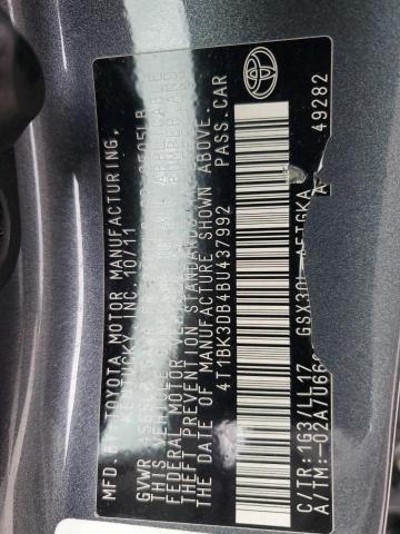 4T1BK3DB4BU437992 - 2011 TOYOTA AVALON BASE GRAY photo 12