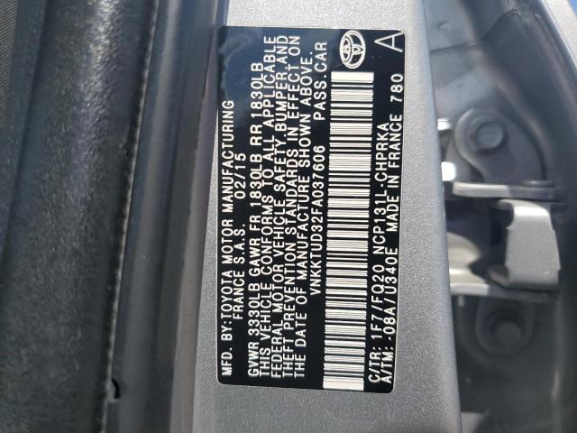 VNKKTUD32FA037606 - 2015 TOYOTA YARIS SILVER photo 12