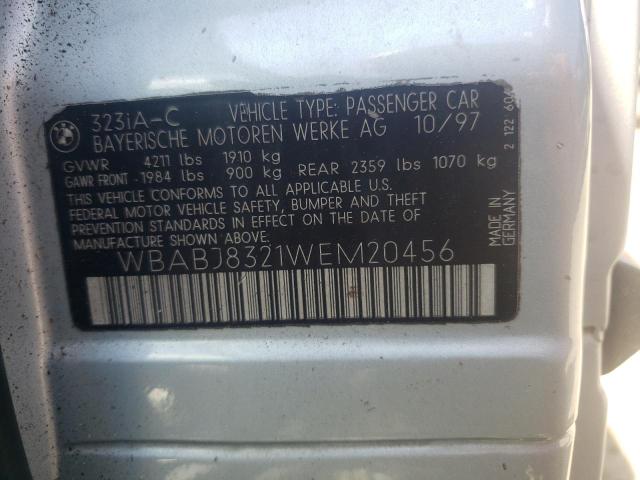 WBABJ8321WEM20456 - 1998 BMW 323 IC AUTOMATIC SILVER photo 13