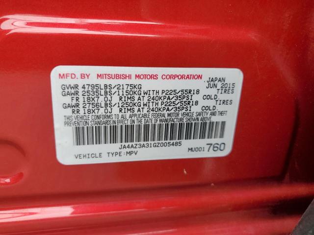 JA4AZ3A31GZ005485 - 2016 MITSUBISHI OUTLANDER SE Qırmızı foto 13