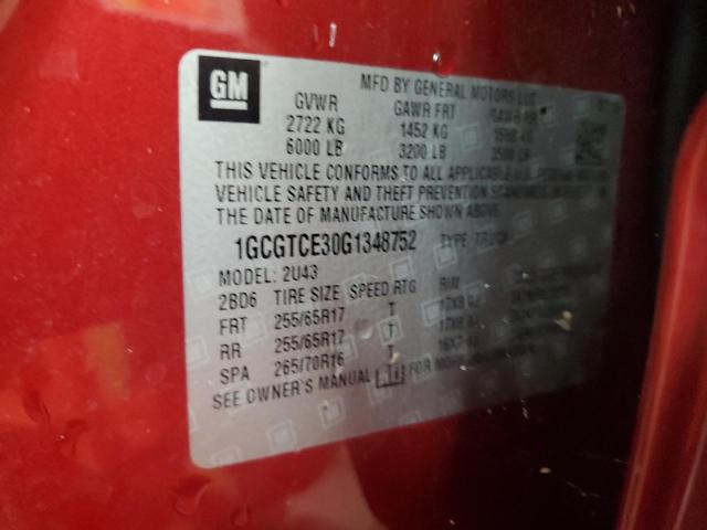 1GCGTCE30G1348752 - 2016 CHEVROLET COLORADO LT RED photo 13