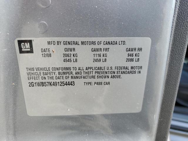 2G1WB57K491254443 - 2009 CHEVROLET IMPALA LS GRAY photo 12