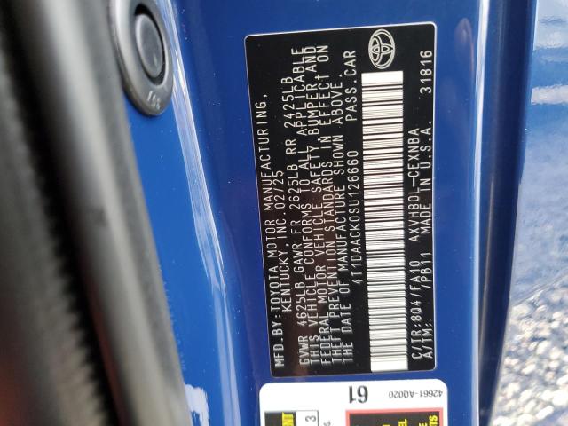 4T1DAACK0SU126660 - 2025 TOYOTA CAMRY XSE BLUE photo 12