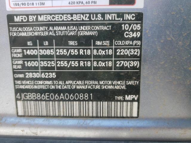 4JGBB86E06A060881 - 2006 MERCEDES-BENZ ML 350 SILVER photo 13