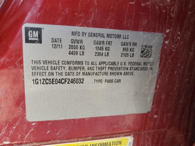1G1ZC5E04CF246032 - 2012 CHEVROLET MALIBU 1LT RED photo 12