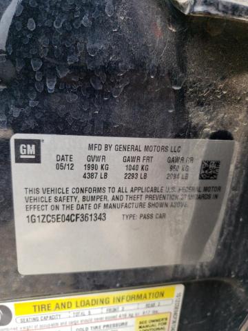 1G1ZC5E04CF361343 - 2012 CHEVROLET MALIBU 1LT 黑色 照片 13
