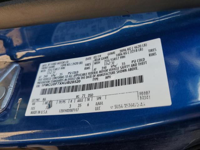 1FMCU0F7XKUB28520 - 2019 FORD ESCAPE S ლურჯი ფოტო 13