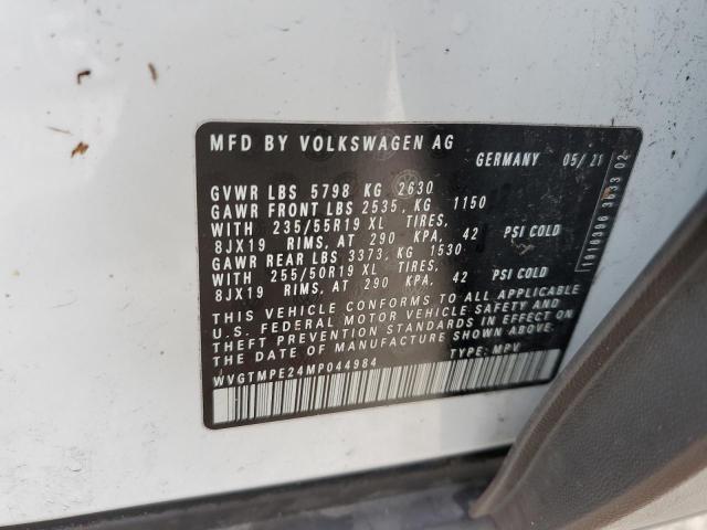 WVGTMPE24MP044984 - 2021 VOLKSWAGEN ID.4 PRO S თეთრი ფოტო 10