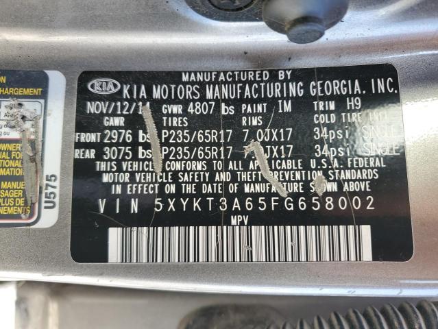 5XYKT3A65FG658002 - 2015 KIA SORENTO LX SILVER photo 13