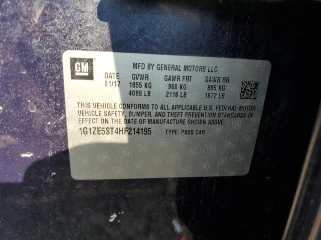 1G1ZE5ST4HF214195 - 2017 CHEVROLET MALIBU LT BLUE photo 12