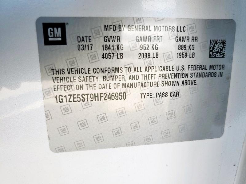 1G1ZE5ST9HF246950 - 2017 CHEVROLET MALIBU LT WHITE photo 12