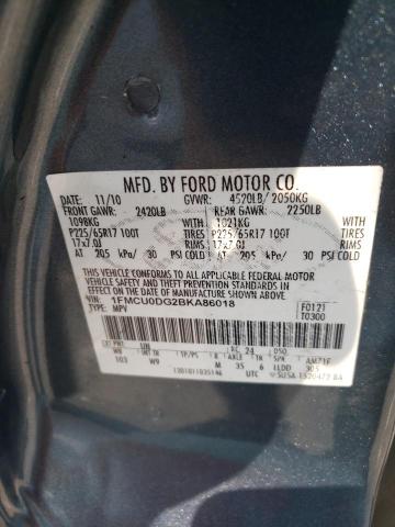 1FMCU0DG2BKA86018 - 2011 FORD ESCAPE XLT BLUE photo 13