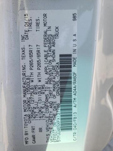 5TFUU4ENXFX137786 - 2015 TOYOTA TACOMA ACCESS CAB თეთრი ფოტო 12