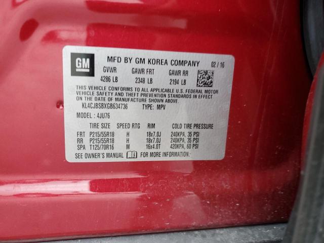 KL4CJBSBXGB634736 - 2016 BUICK ENCORE CONVENIENCE 红色 照片 12