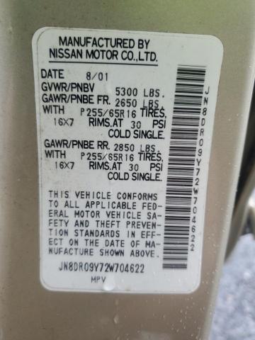 JN8DR09Y72W704622 - 2002 NISSAN PATHFINDER LE Qızıl foto 13