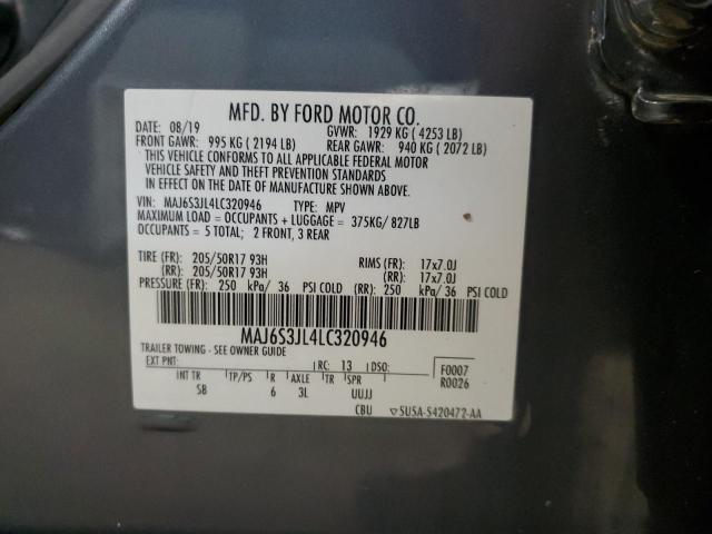 MAJ6S3JL4LC320946 - 2020 FORD ECOSPORT SES Сұр фото 13