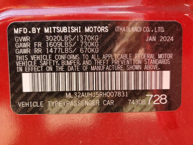 ML32AUHJ5RH007831 - 2024 MITSUBISHI MIRAGE ES RED photo 13