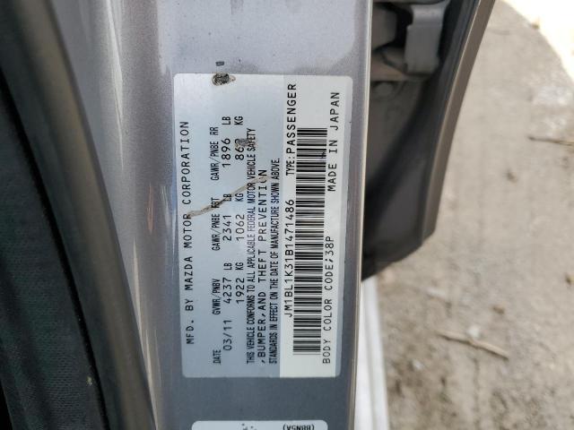 JM1BL1K31B1471486 - 2011 MAZDA SPEED 3 SILVER photo 12