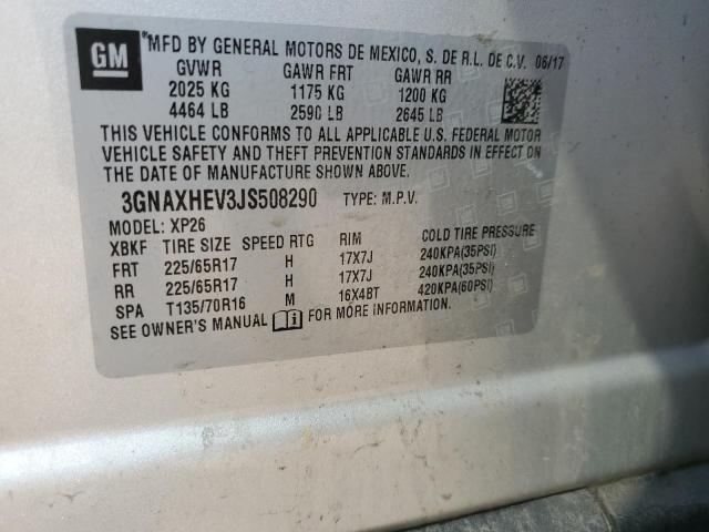 3GNAXHEV3JS508290 - 2018 CHEVROLET EQUINOX LS Srebrny zdjęcie 12