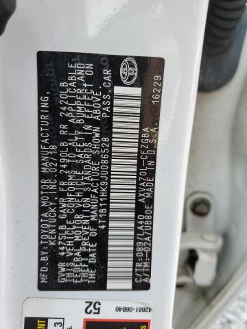 4T1B11HK9JU086528 - 2018 TOYOTA CAMRY L 白色 照片 12