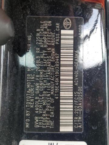 4T1BE46K19U389467 - 2009 TOYOTA CAMRY BASE 黑色 照片 12