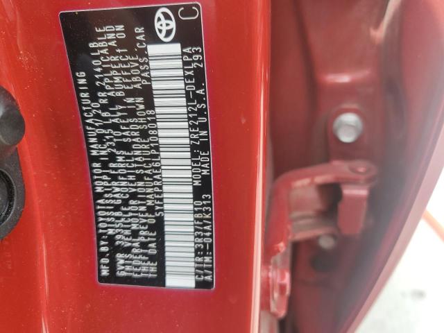 5YFEPRAE6LP108018 - 2020 TOYOTA COROLLA LE RED photo 13