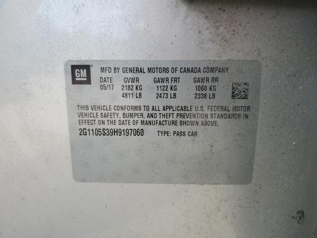 2G1105S39H9197060 - 2017 CHEVROLET IMPALA LT SILVER photo 12