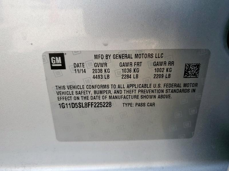 1G11D5SL8FF225228 - 2015 CHEVROLET MALIBU 2LT SILVER photo 12