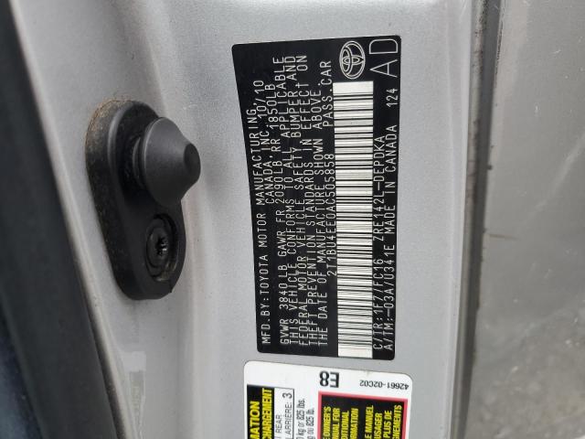 2T1BU4EE0AC505858 - 2010 TOYOTA COROLLA BASE 银色 照片 12