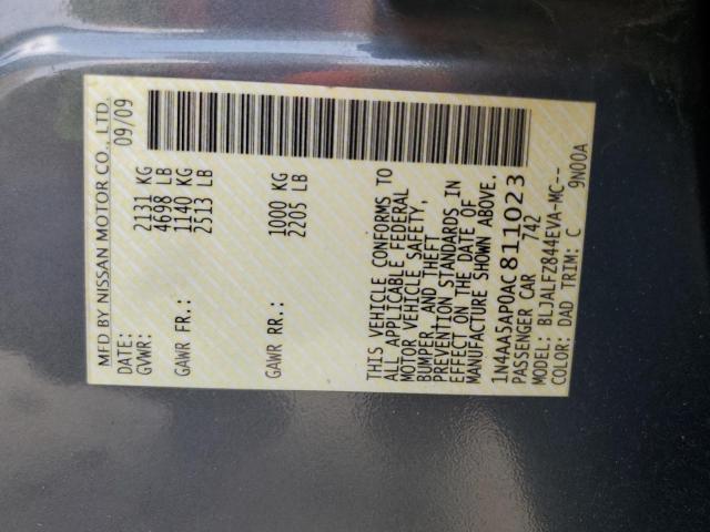 1N4AA5AP0AC811023 - 2010 NISSAN MAXIMA S GRAY photo 12