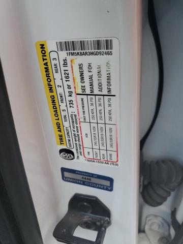 1FM5K8AR3HGD92465 - 2017 FORD EXPLORER POLICE INTERCEPTOR WHITE photo 14