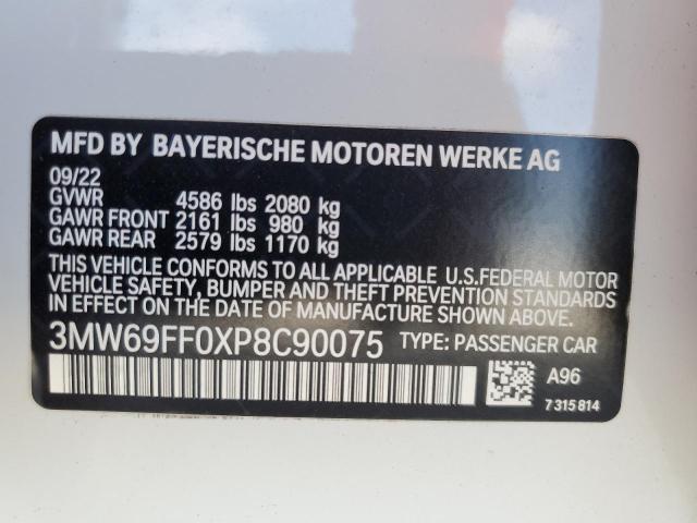 3MW69FF0XP8C90075 - 2023 BMW 330I WHITE photo 12