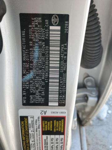 4T1BK3DB3BU407639 - 2011 TOYOTA AVALON BASE SILVER photo 12