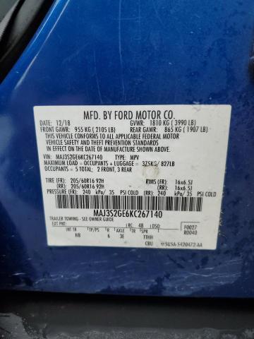 MAJ3S2GE6KC267140 - 2019 FORD ECOSPORT SE Синій фото 14