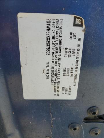 2G1WH52KX39375802 - 2003 CHEVROLET IMPALA LS 蓝色 照片 12