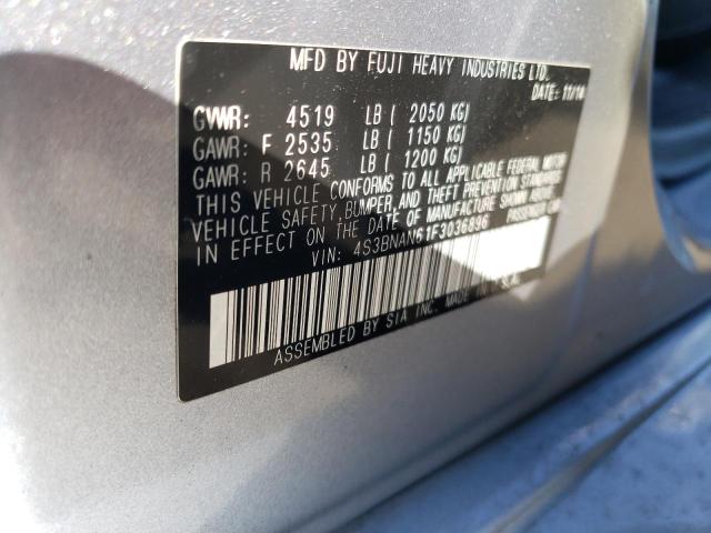 4S3BNAN61F3036896 - 2015 SUBARU LEGACY 2.5I LIMITED SILVER photo 12