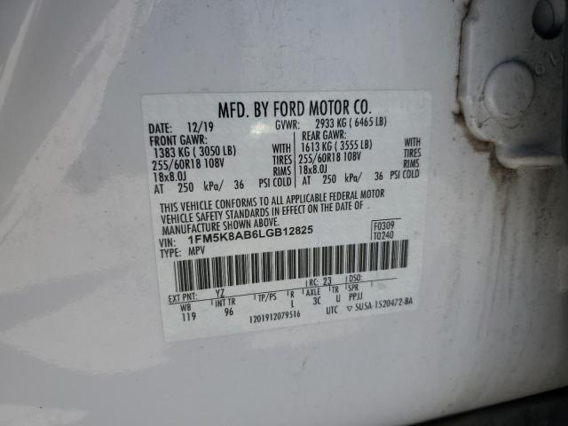 1FM5K8AB6LGB12825 - 2020 FORD EXPLORER POLICE INTERCEPTOR 白色 照片 13