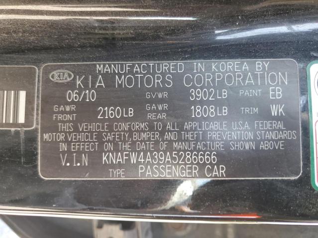 KNAFW4A39A5286666 - 2010 KIA FORTE SX BLACK photo 12