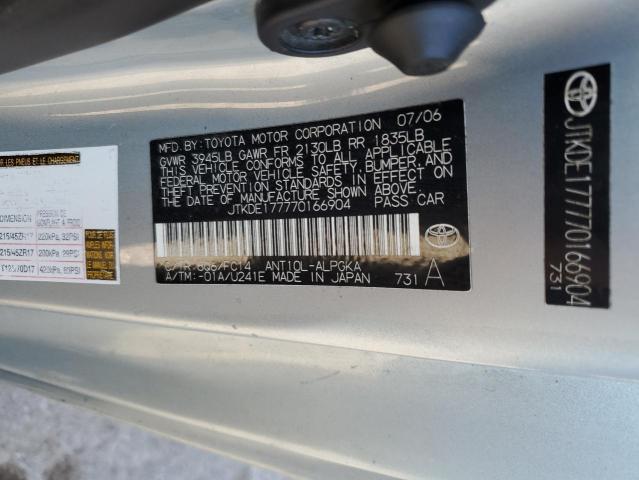 JTKDE177770166904 - 2007 TOYOTA SCION TC ლურჯი ფოტო 12