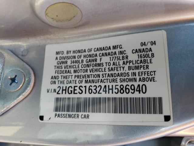 2HGES16324H586940 - 2004 HONDA CIVIC DX VP 银色 照片 13